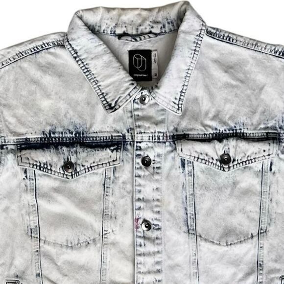 Y2k Acid Wash Jean Jacket Medium Casual Versatile Distressed 90s Upcycle It READ - Picture 2 of 14